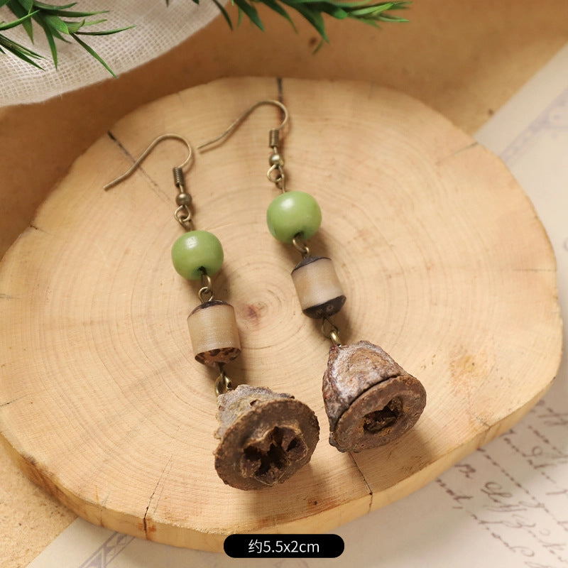 Wholesale Vintage Hand-made Plant Fruit Wood Earrings
