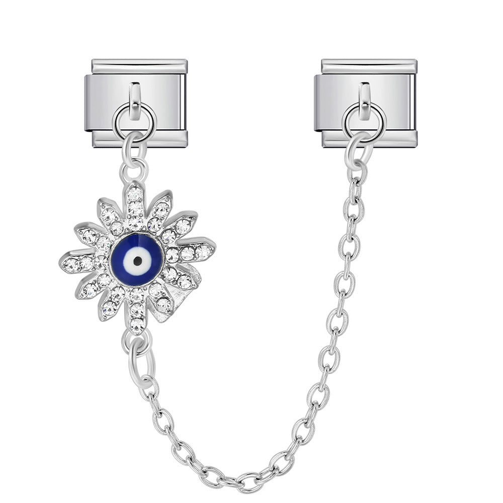 Wholesale  Italian Charm Bracelet 9mm DIY Devil' s Eye Hook Creative Stainless Steel Composable Bracelet