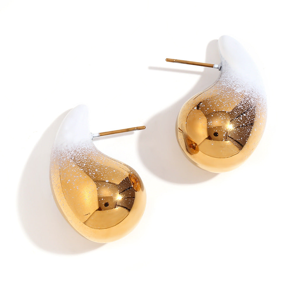 Wholesale Stainless Steel 18K Gold Plated Painted Water Drop Earrings ACC-ES-Mengj002