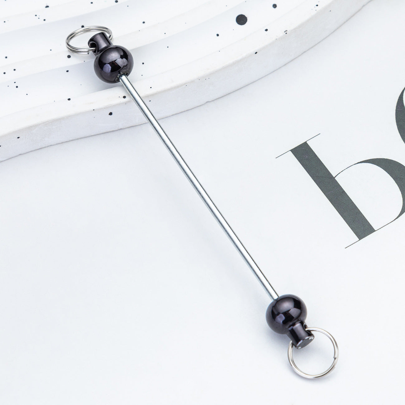 Wholesale  DIY beadable  gradient color handmade beaded keychain