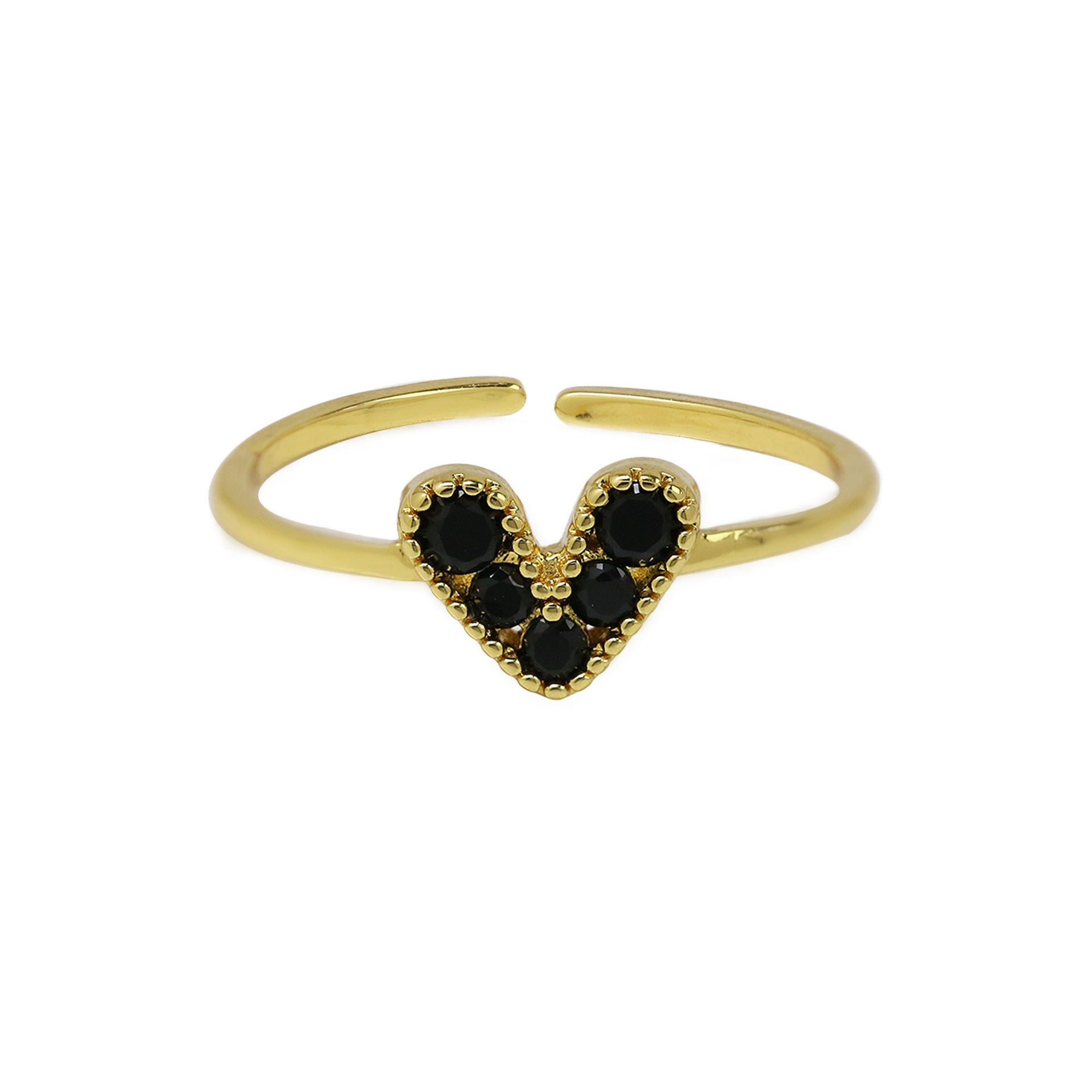 Wholesale  Popular Brass 18K Gold-Plated Real Gold Color Zirconium Heart-Shaped Open Women's Ring