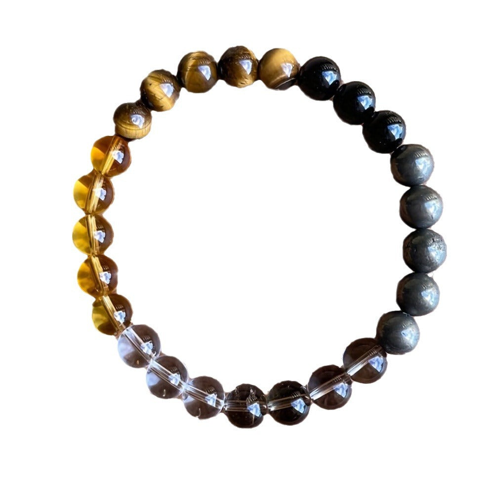 Wholesale Natural Citrine Tiger Eye Chalcopyrite White Crystal Bracelet