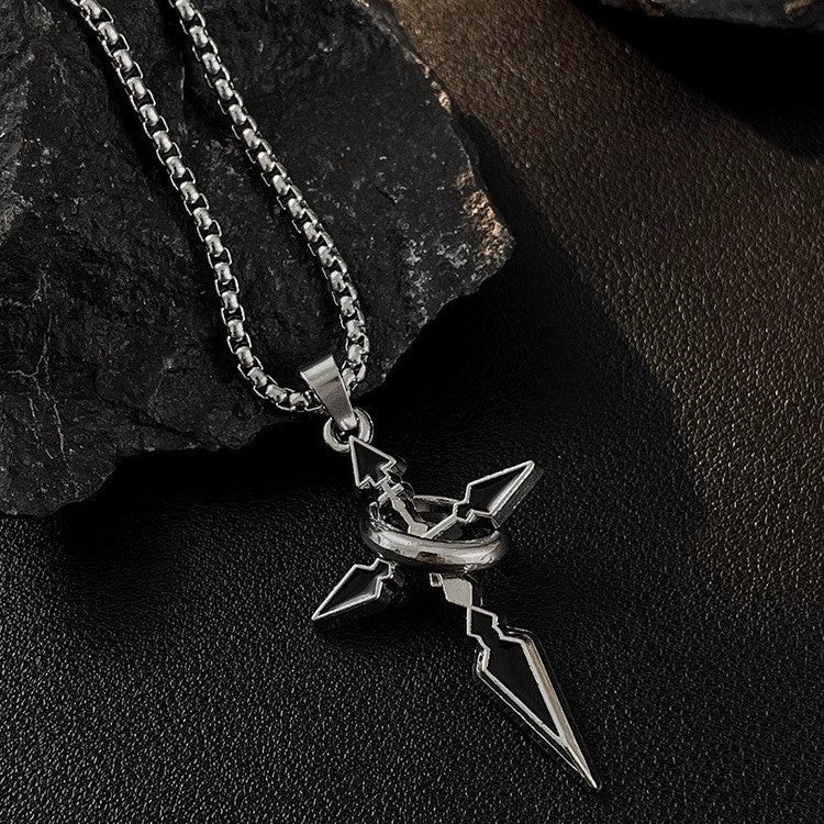 Wholesale Retro Vintage Cross Pendant Necklace For Men Stainless Steel Long Chain Chic Fashion Jewelry Accessory Gift