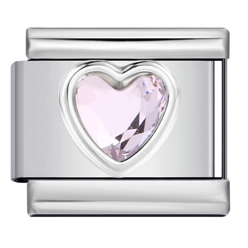 Wholesale Love Micro-inlaid Color Stone Italian Module Bracelet Stainless Steel Charms