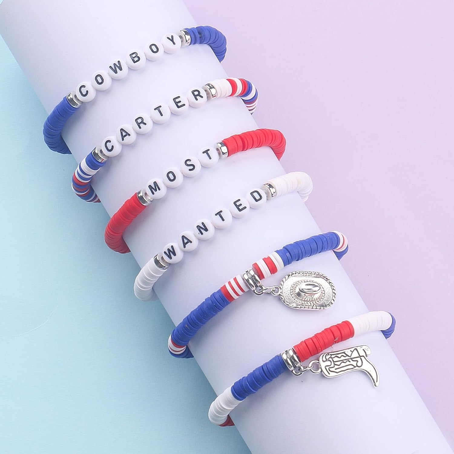 Wholesale  Layered Bracelet Set Western Cowboy Bracelet Set Friendship Gift Cowboy Elastic Bracelet  Accessories