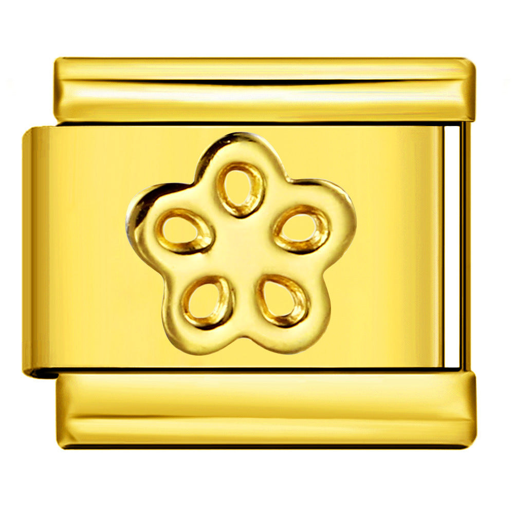 Wholesale Italian module Titanium steel full gold stamping series pattern DIY  bracelet