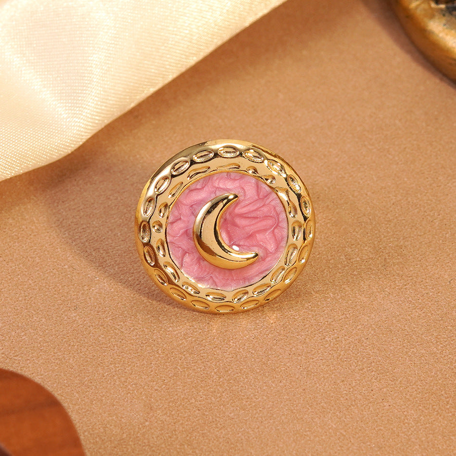 Wholesale stainless steel geometric ring  oil-dripping moon ring