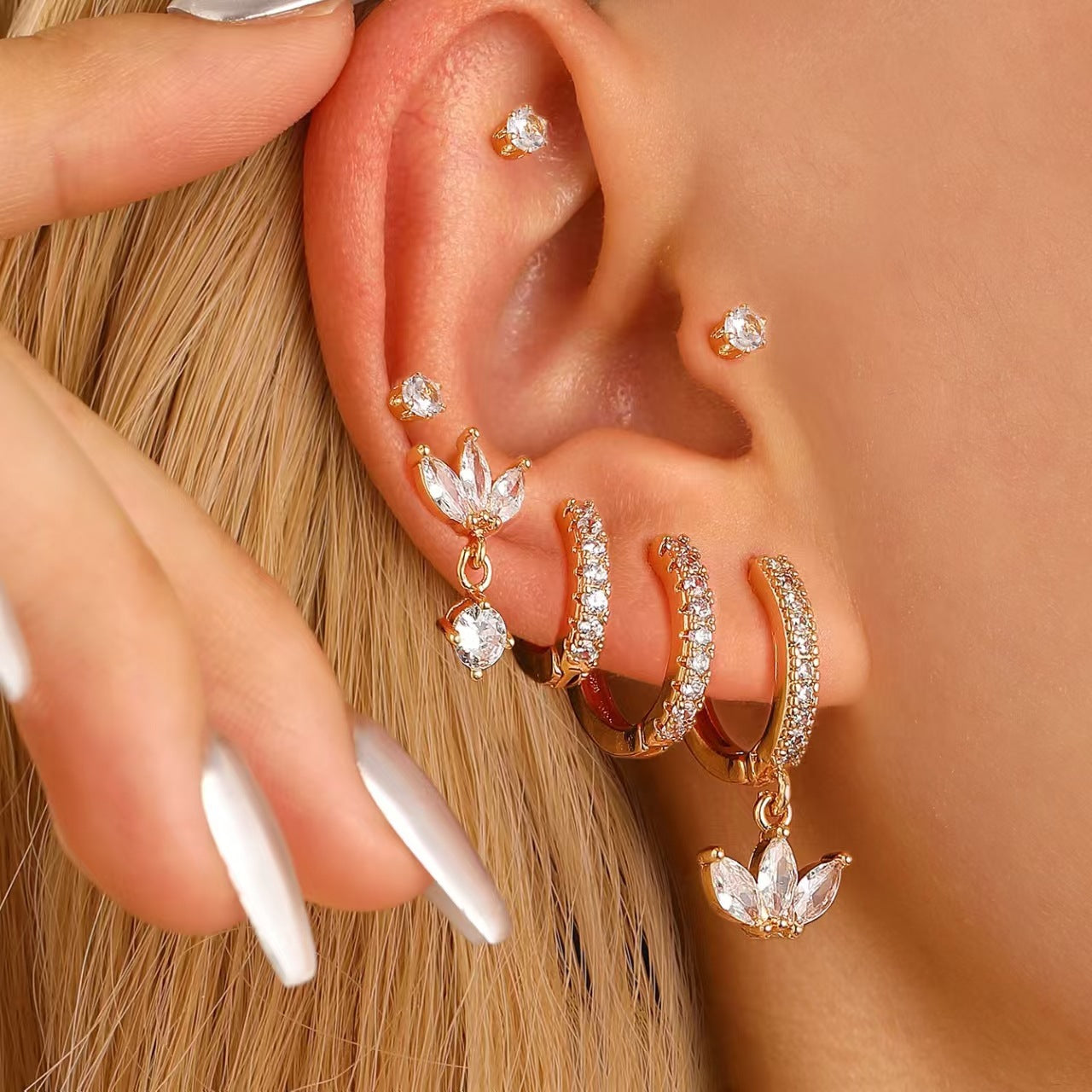 Wholesale  Light Luxury Chain Stacked Niche Exquisite Earring