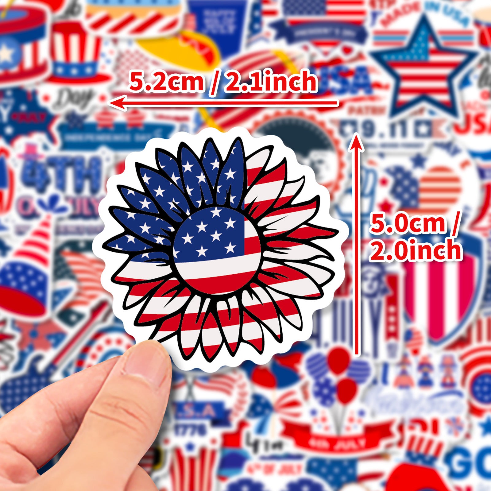 Wholesale 100 pcs American Independence Day Stickers Love Hat Flag ACC-ST-BaoPin001