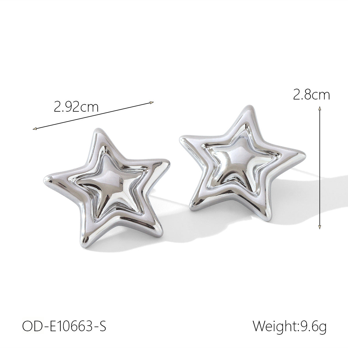 Wholesale  Stainless steel Gold and Silver Color-matching Five-pointed Star Earrings