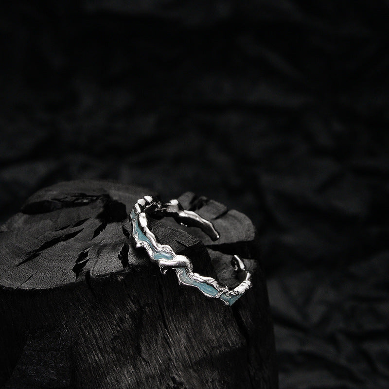 Wholesale Mint Blue  S925 Sterling Silver Ice Lake Series Light Ice Finger Ring