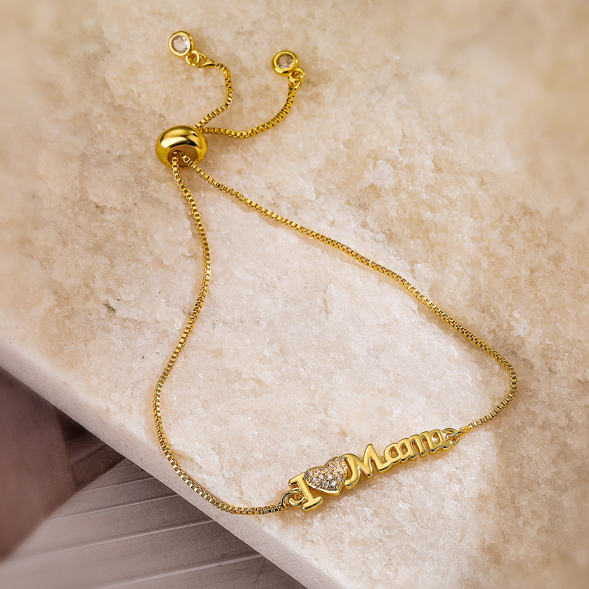 Wholesale 18K Gold Zircon MAMA Bracelet ACC-BT-AG001