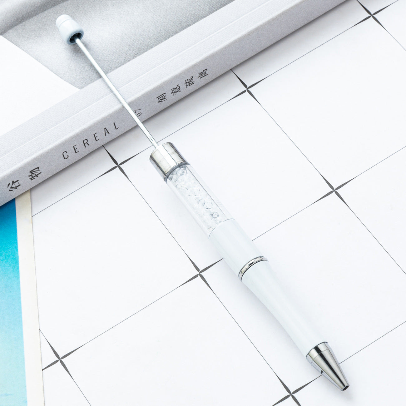 Wholesale DIY Crystal Beadable Pens Multi-Color Rotating Plastic Pen