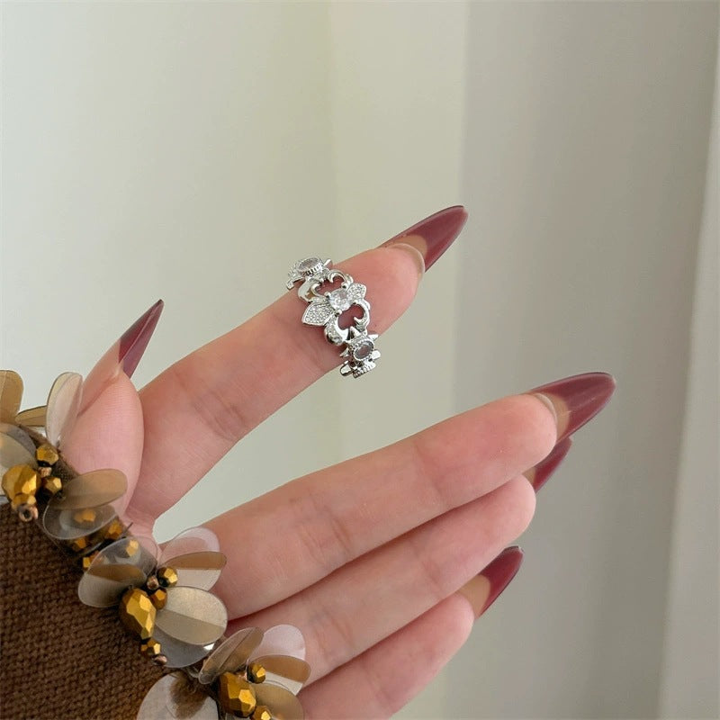 Wholesale Copper Open Ring with Hollow Flower Design,  Trendy Iris Style for Women,  Fashion Jewelry Accessory