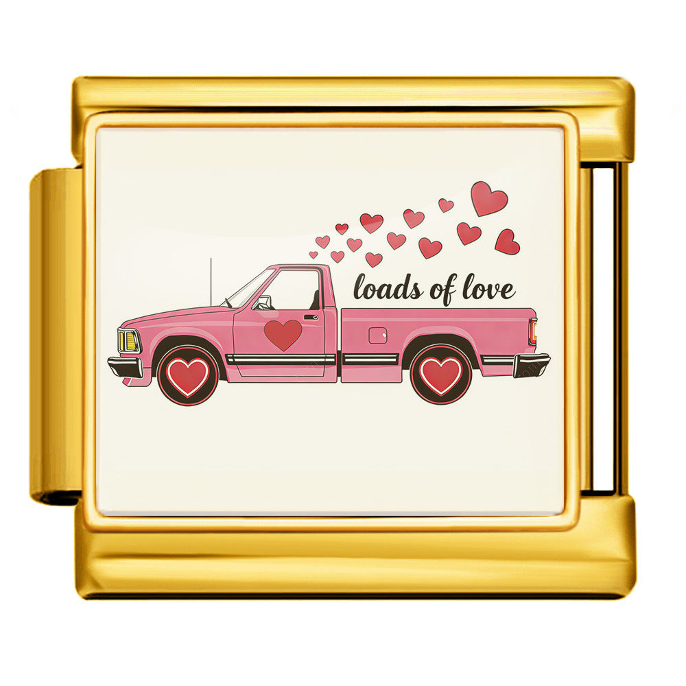 Wholesale 9mm Italian Charm Starter Bracelets DIY Valentine' s Day Heart-Shaped Stainless Steel Composable Bracelet