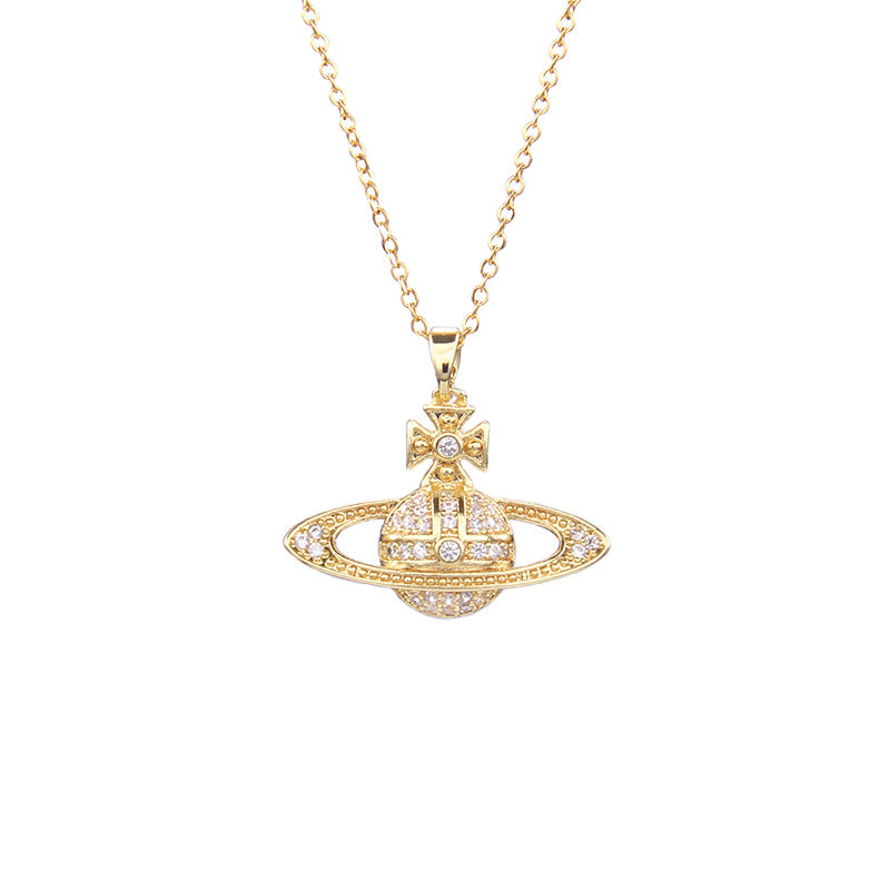 Wholesale saturn necklace with zircon pendant necklace ACC-NE-Rongc005