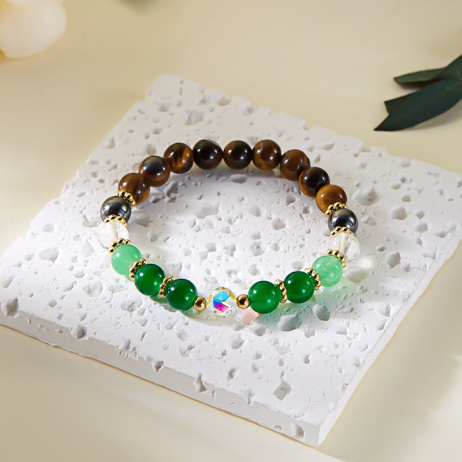 Wholesale Natural Stone Geometric Beaded Bracelet 8mm Natural Stone Elastic Bracelet