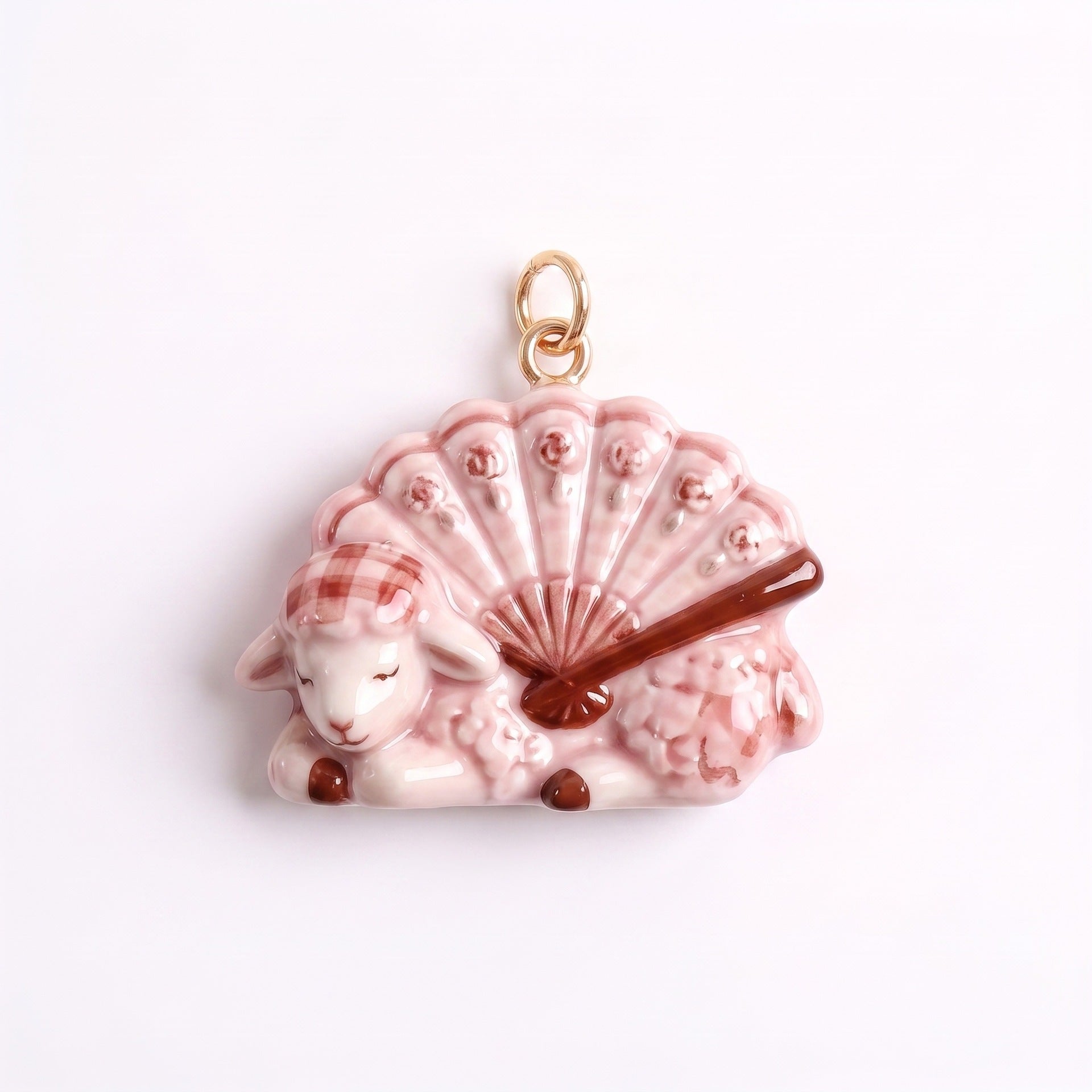 Wholesale Lolita pink checkered sheep enamel pendant,  hot air balloon teacup,  sheep DIY bracelet,  necklace,  earrings,  jewelry accessories