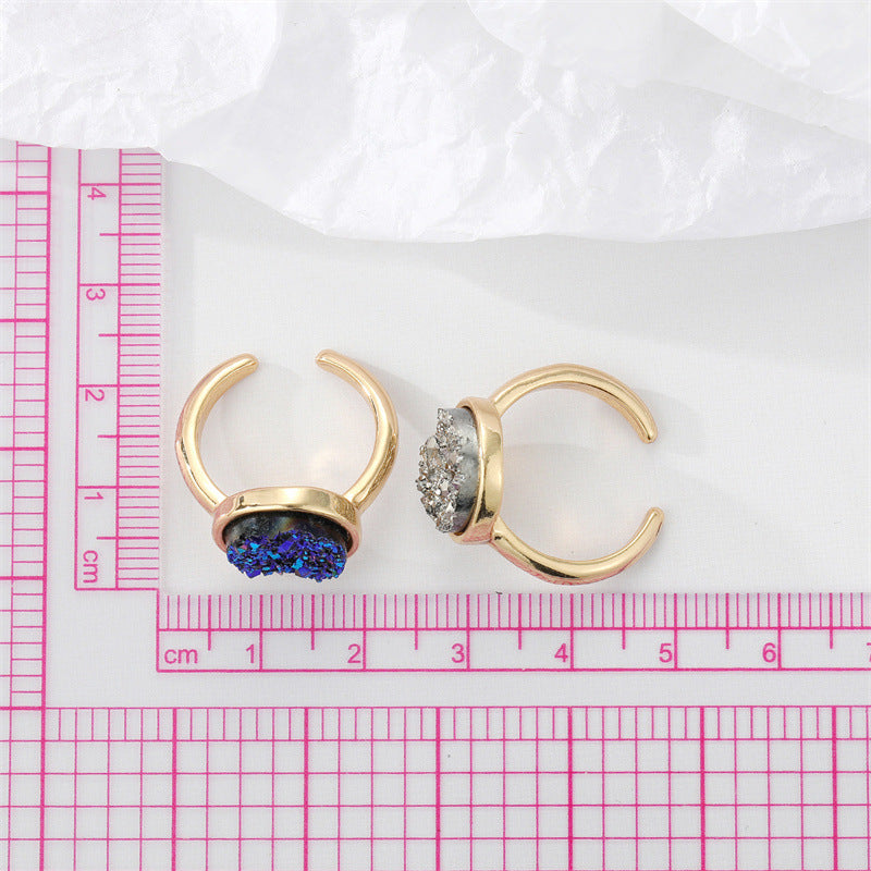 Wholesale Vintage European Geometric AB Glitter Resin Ring Chic Fashion Accessory Party Gift Boutique Resale
