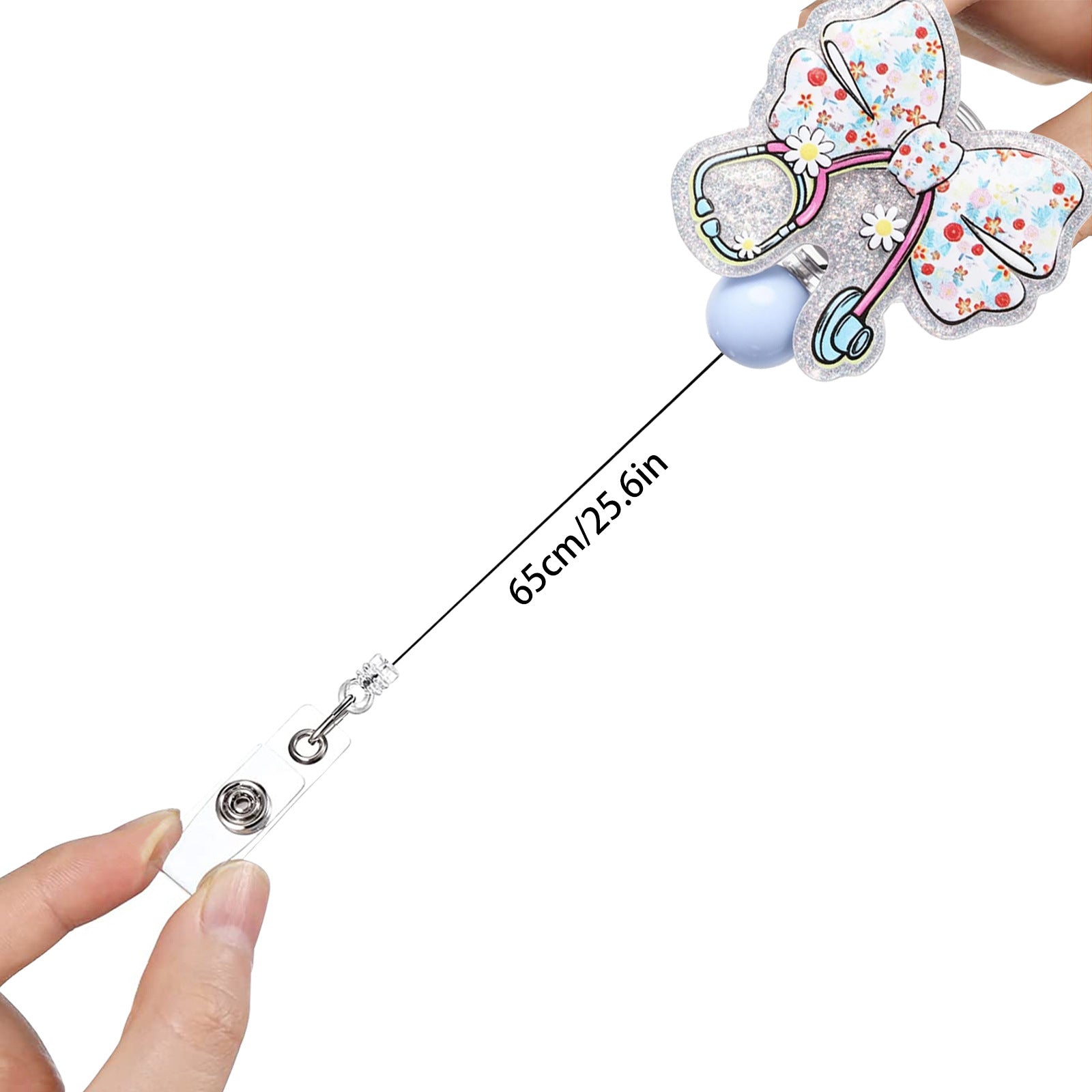 Wholesale Acrylic Beaded Leopard Print Bowknot Retractable Badge Holder - Fashion Accessory for Resale