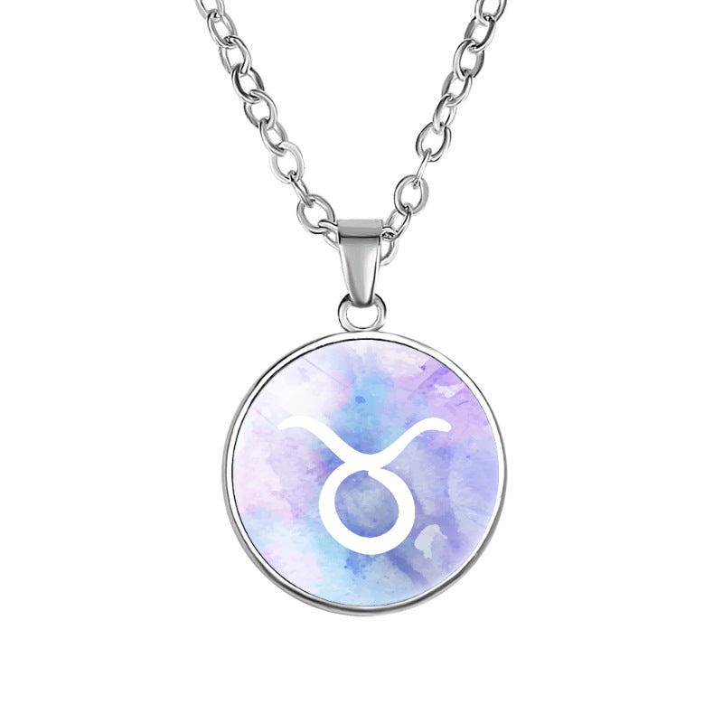 Wholesale Twelve constellation simple alloy pendant necklace