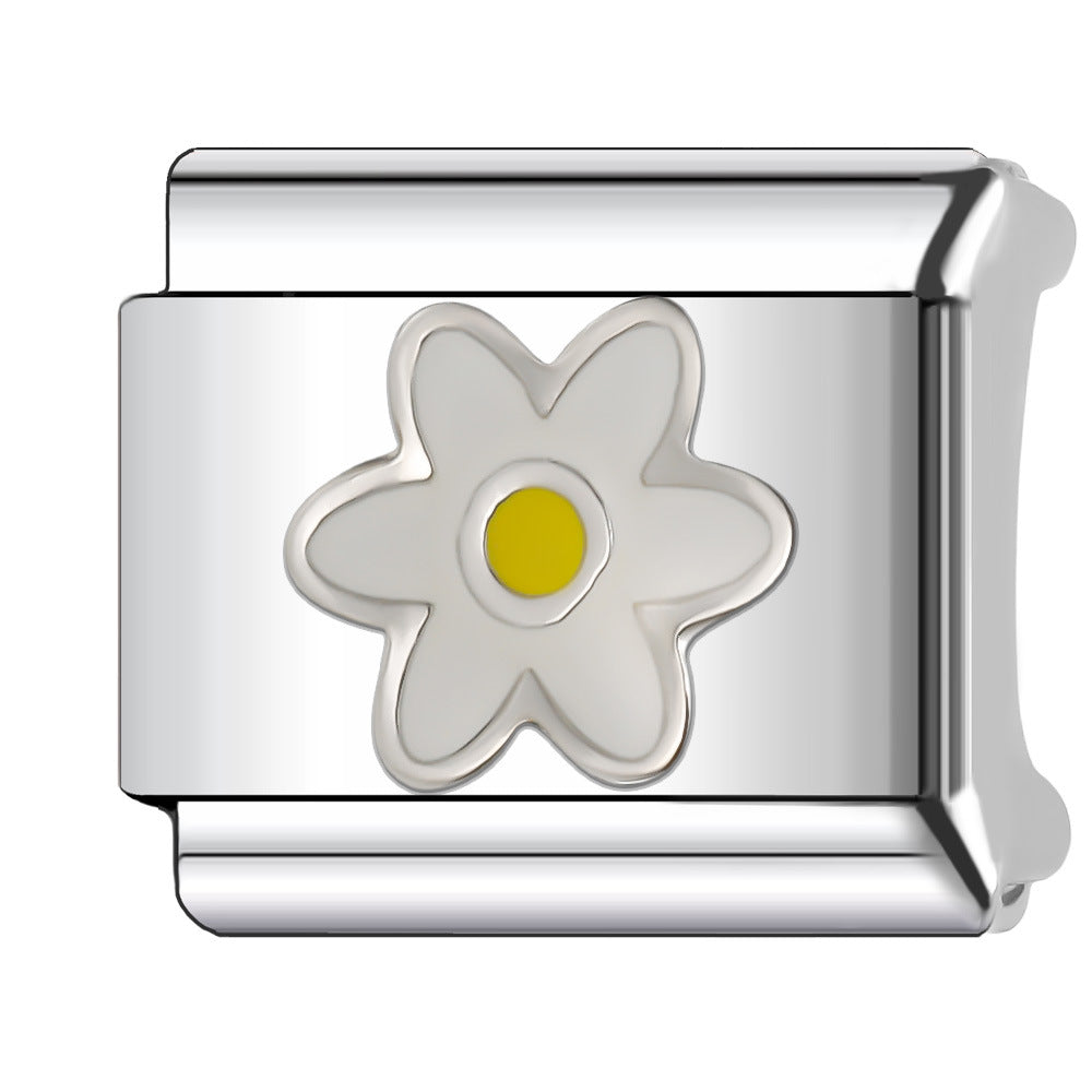 Wholesale Italian Charm Bracelet 9mm DIY Splicing Plant and Flower Series Stainless Steel Composable Bracelet