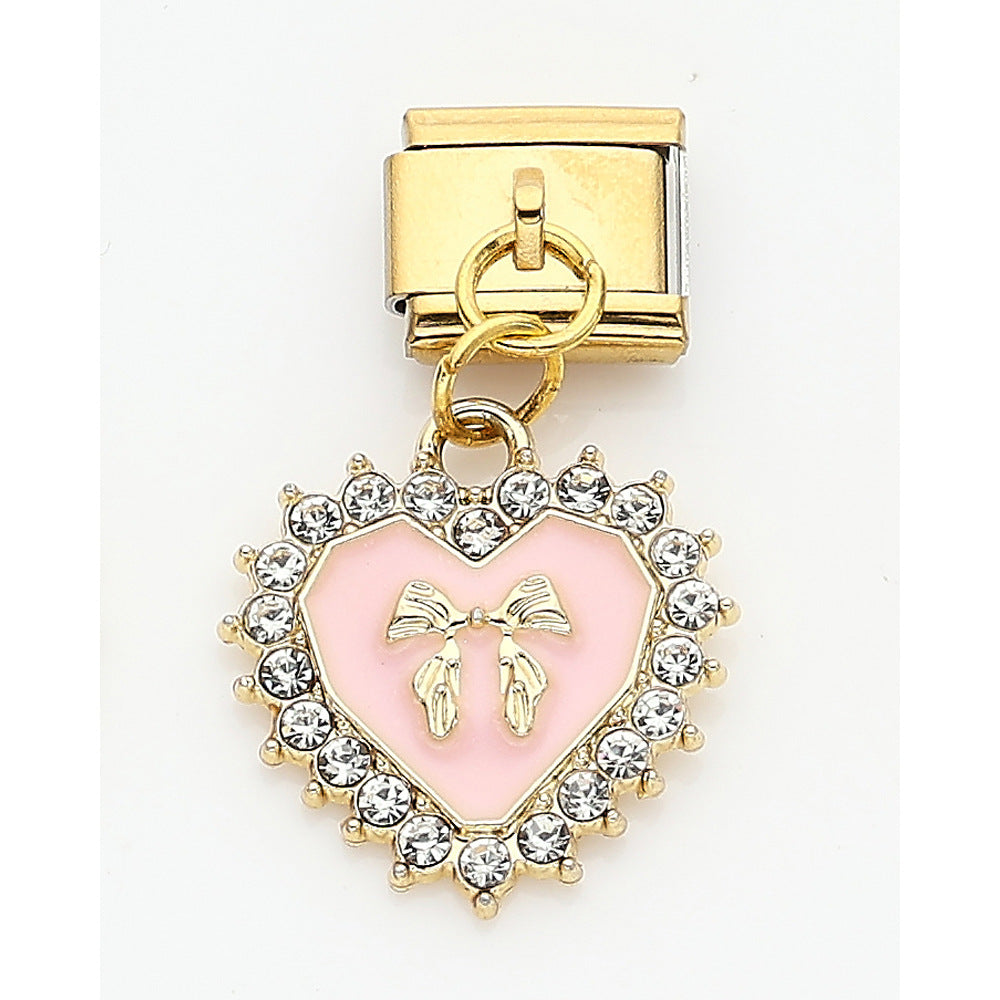 Wholesale 10pcs Italian Charm Bracelet 9mm DIY Splicing Strawberry Cherry Butterfly Love Stainless Steel Composable Bracelet