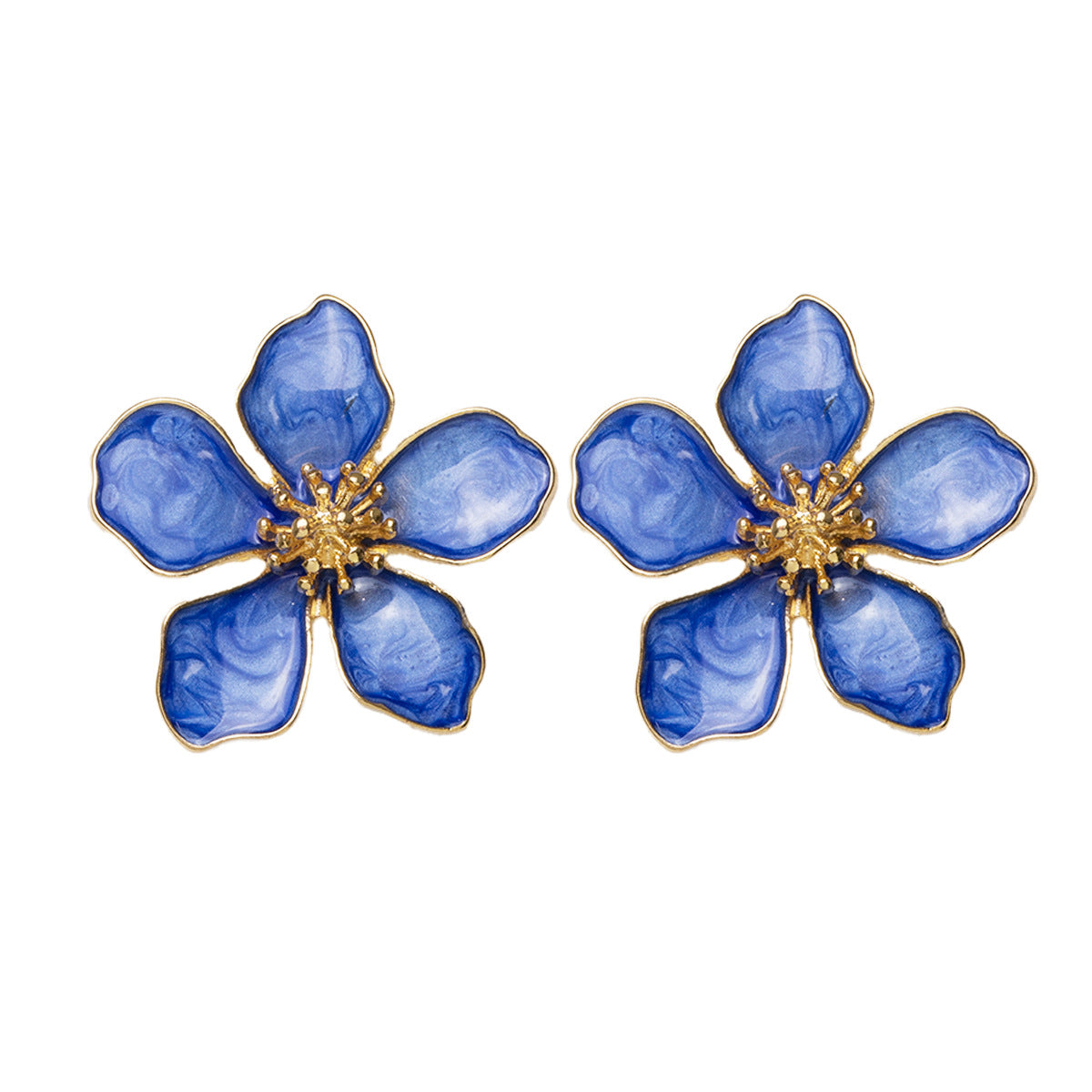 Wholesale Alloy Oil-Dropping Three-Dimensional Flower Earrings