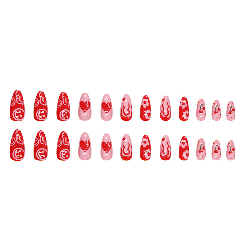 Wholesale 24 Pieces/box Valentine's Day Red Love Nails Kits Nail Stickers ACC-NS-QiHeng015