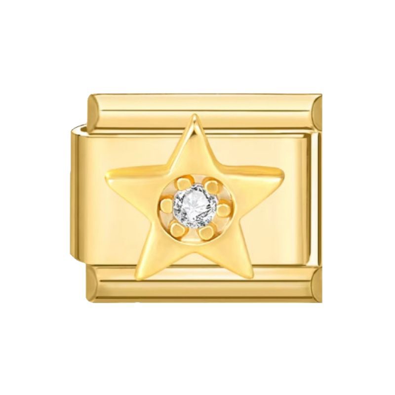 Wholesale Italian Charm Bracelet 9mm DIY Splicing Diamond Gold Stainless Steel Composable Bracelet