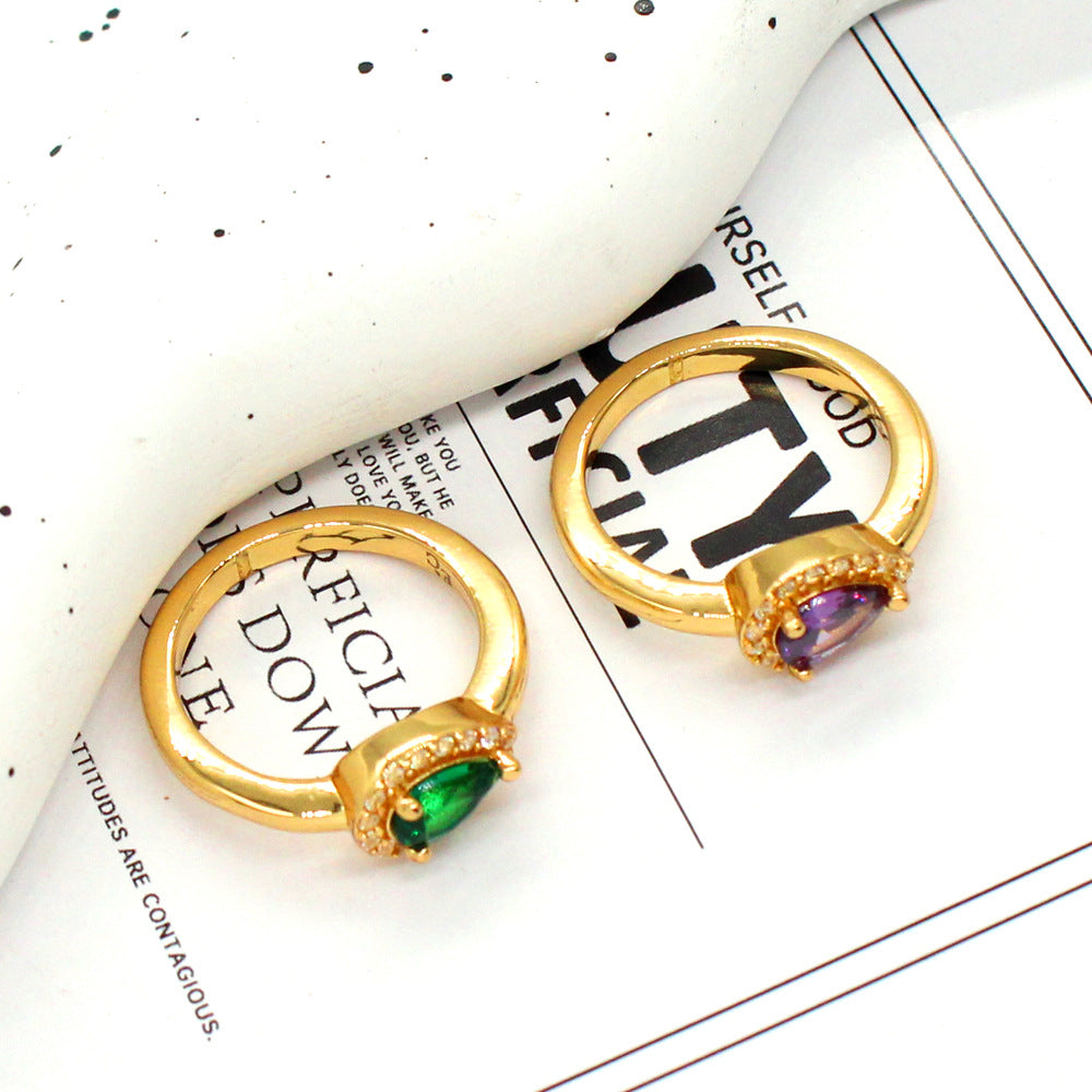 Wholesale Stainless Steel Purple Geometric Ring Electroplated Jewelry Accessory for Resale