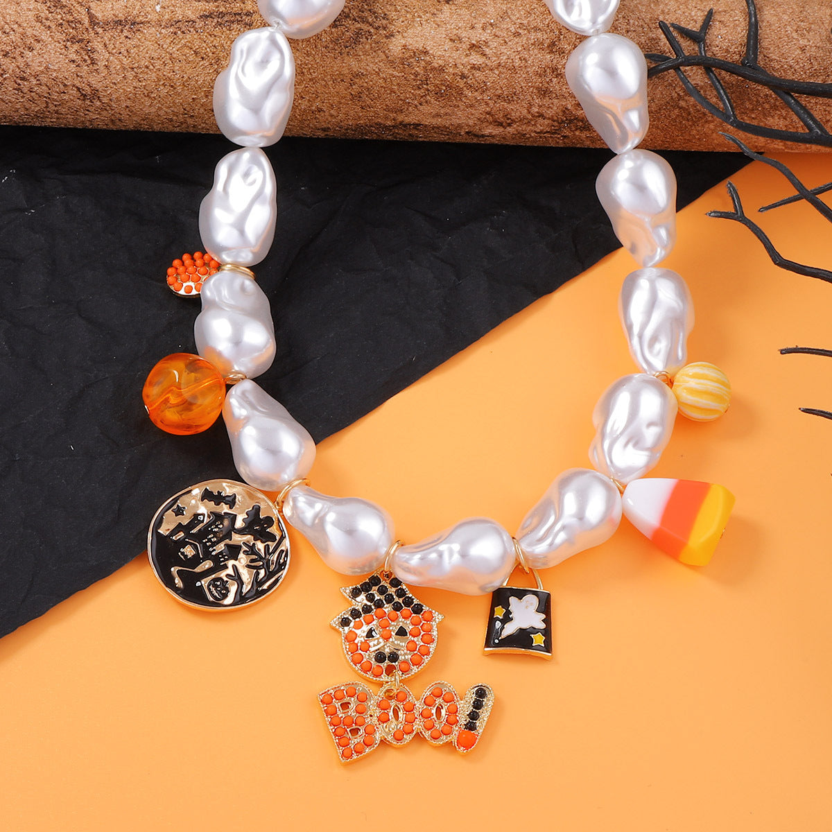 Wholesale  Alloy Pumpkin Oil Drop Ghost Necklace