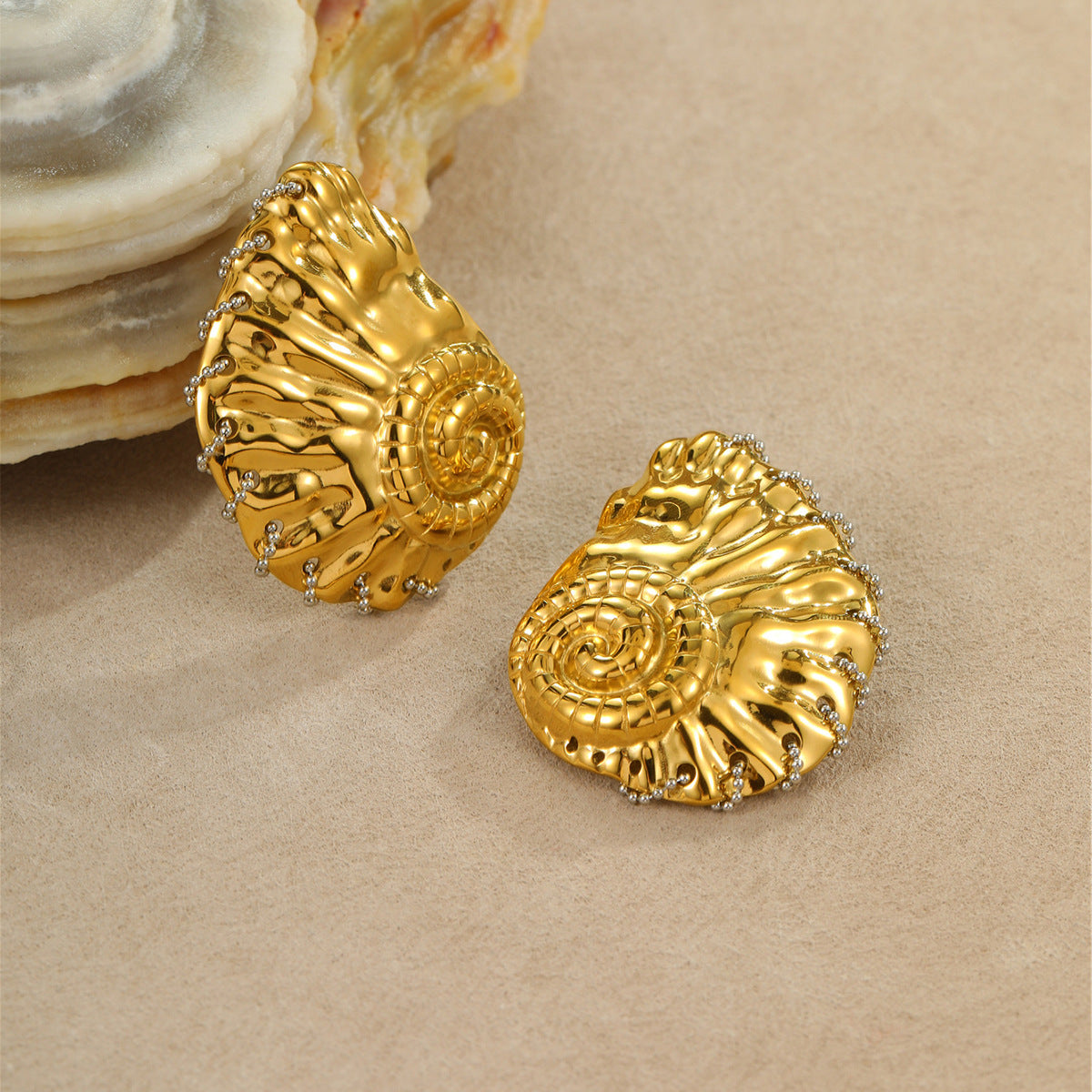 Wholesale Pearl Conch Stainless Steel Earrings