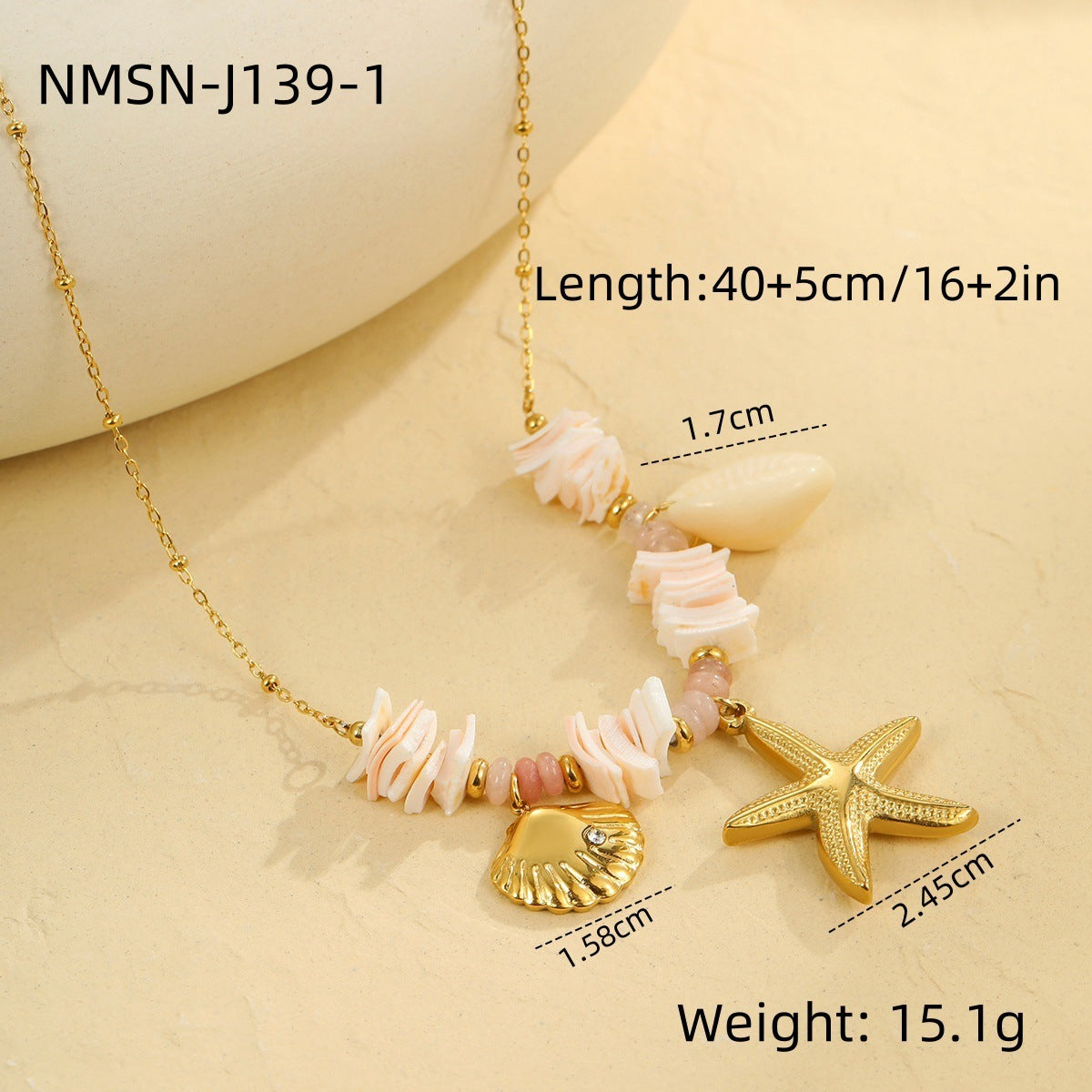 Wholesale  Ocean Vacation Summer Shell Starfish Necklace 18k Stainless Steel Clavicle Chain