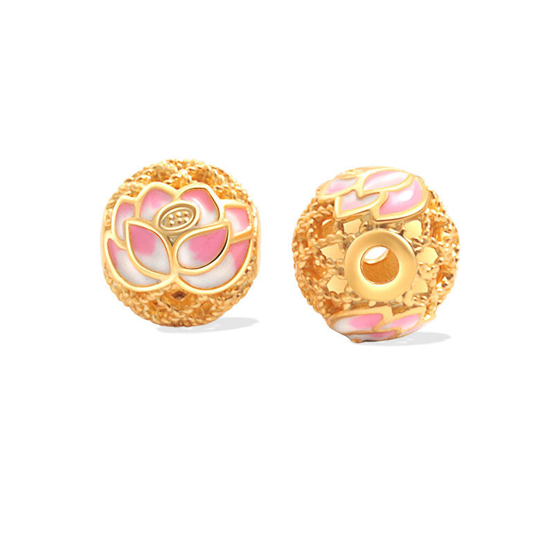 Wholesale S925 sterling silver ancient gold matte oil dripping blue enamel beads