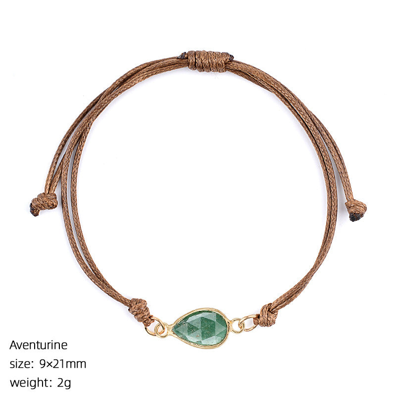 Wholesale Adjustable Woven Tiger Eye Stone Teardrop Bracelet Fashion Accessory Gift