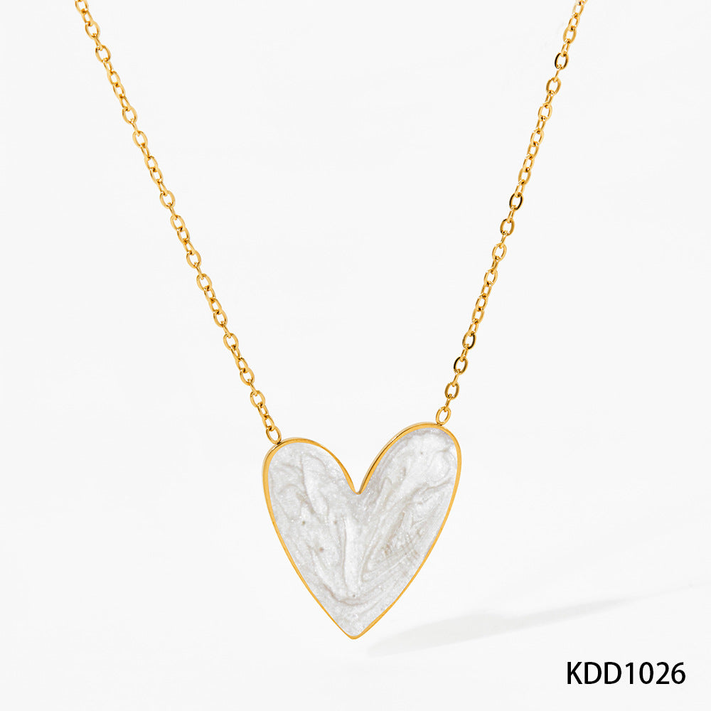 Wholesale  love enamel stainless steel pendant necklace earrings set