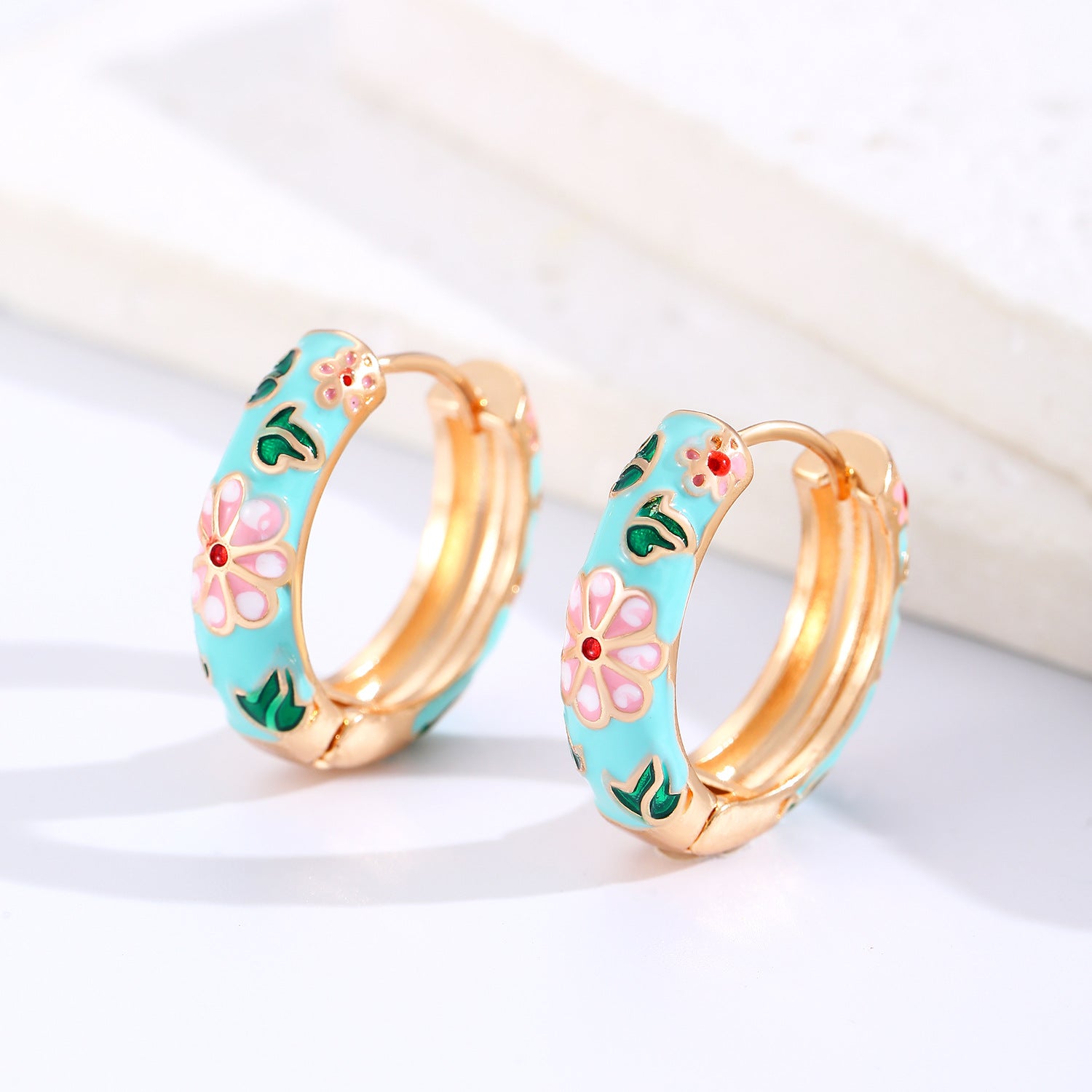 Wholesale Copper Dripping Oil Flower Earrings Chinese Vintage Style Women S Jewelry Accessory
