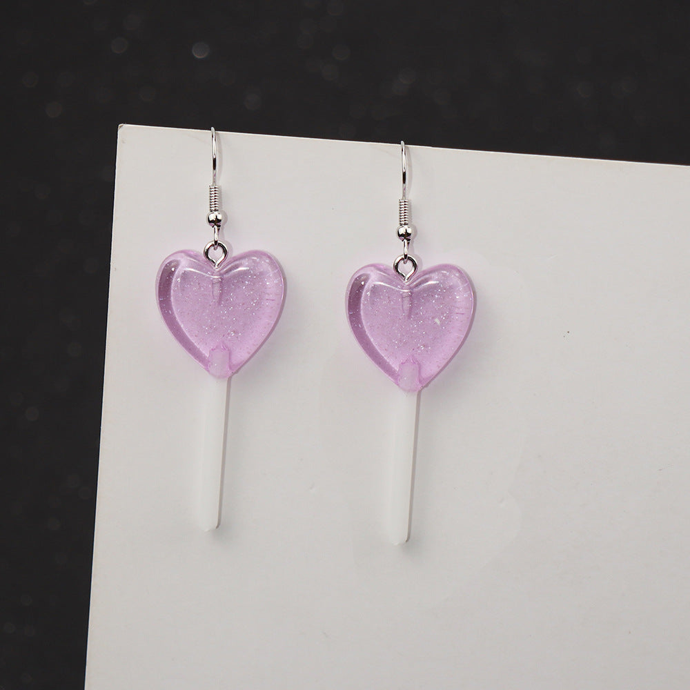 Wholesale Glitter Candy Color Love Lollipop Earrings