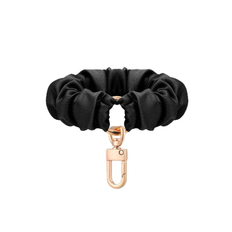 Wholesale Black White Checkered Pleated Alloy Phone Strap Keychain Lanyard Casual Gift
