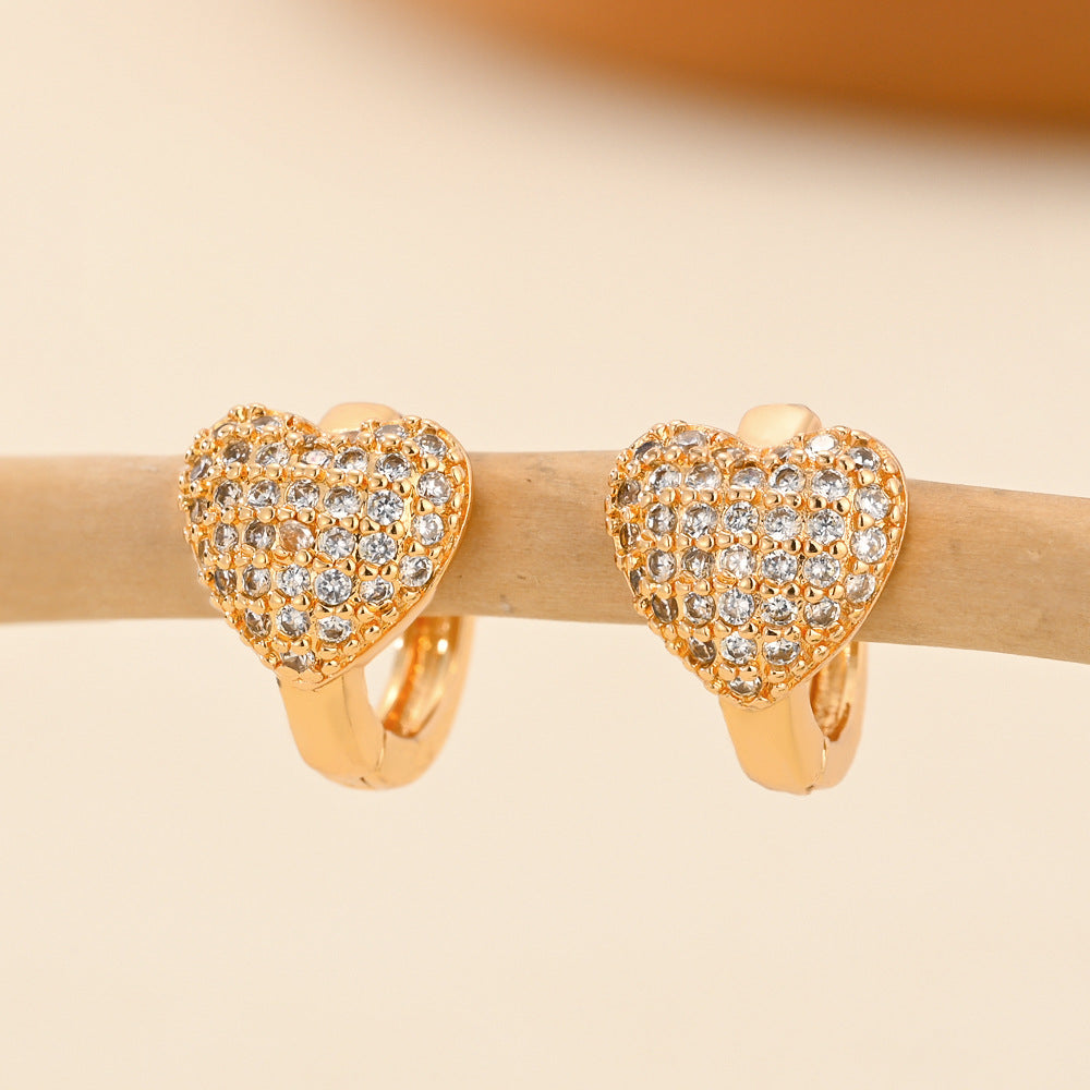 Wholesale Copper Gold Plated Heart Inlaid Zirconia Earrings ACC-ES-HengXuan001
