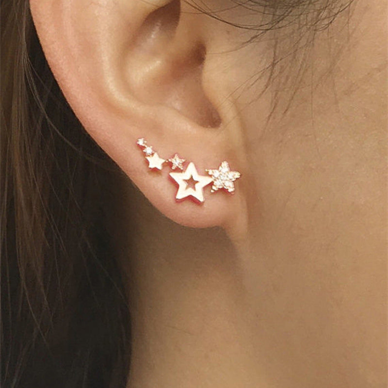 Wholesale European and American Cross-Border Hot-Selling Jewelry Creative Fashion Simple Small Zircon Star Earrings Trendy Jewelry for Women