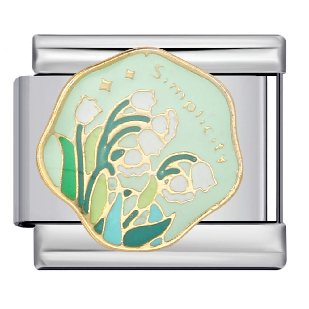 Wholesale Italian Charm Bracelet 9mm DIY Splicing Removable Flowers Stainless Steel Composable Bracelet