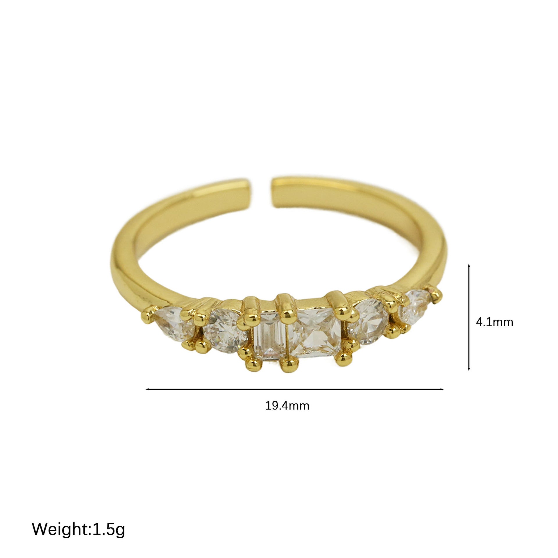 Wholesale 18K Color Zirconium Ladder Square December  Ring