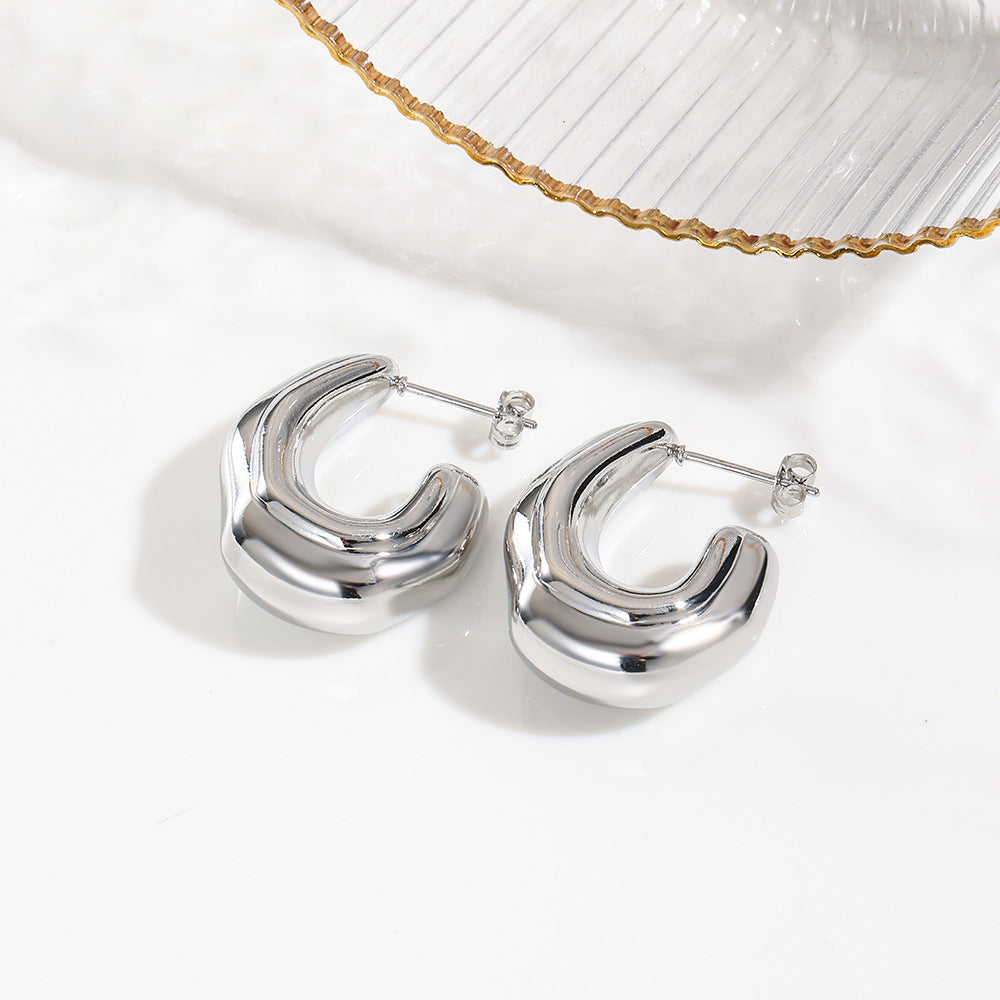 Wholesale  plating 18k hollow  C type earrings