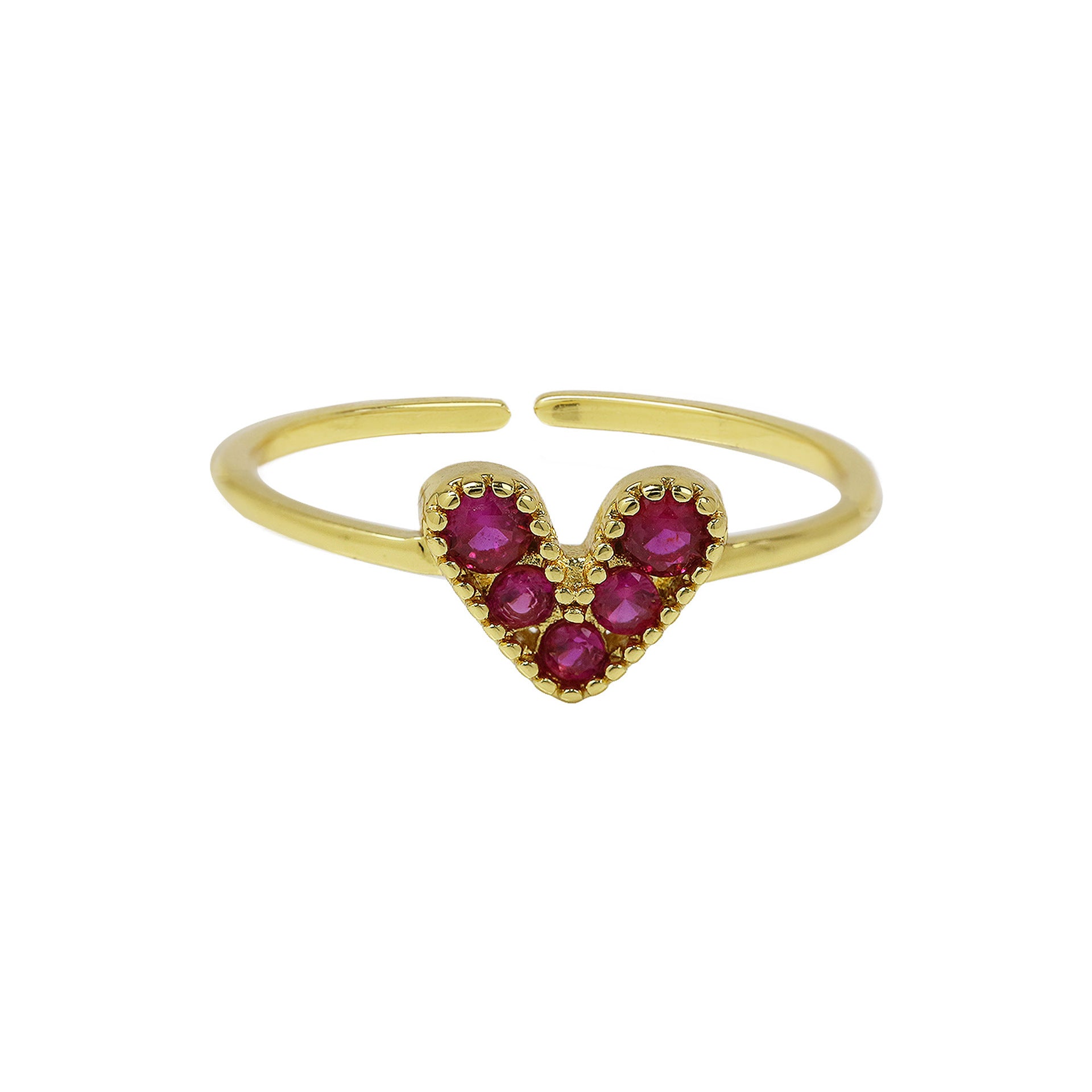 Wholesale  Popular Brass 18K Gold-Plated Real Gold Color Zirconium Heart-Shaped Open Women's Ring