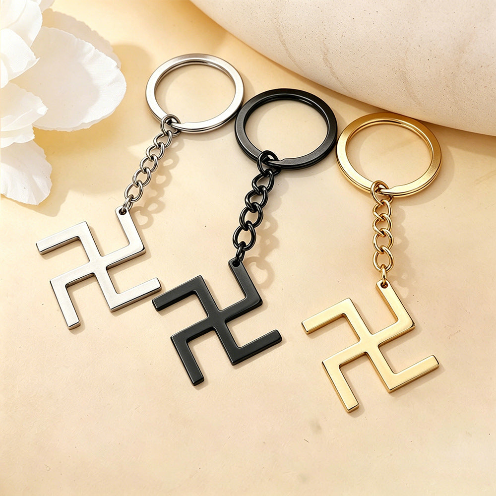 Wholesale Modern Stainless Steel Swastika Bag Charm Keychain,  Trendy Fashion Accessory for Resale