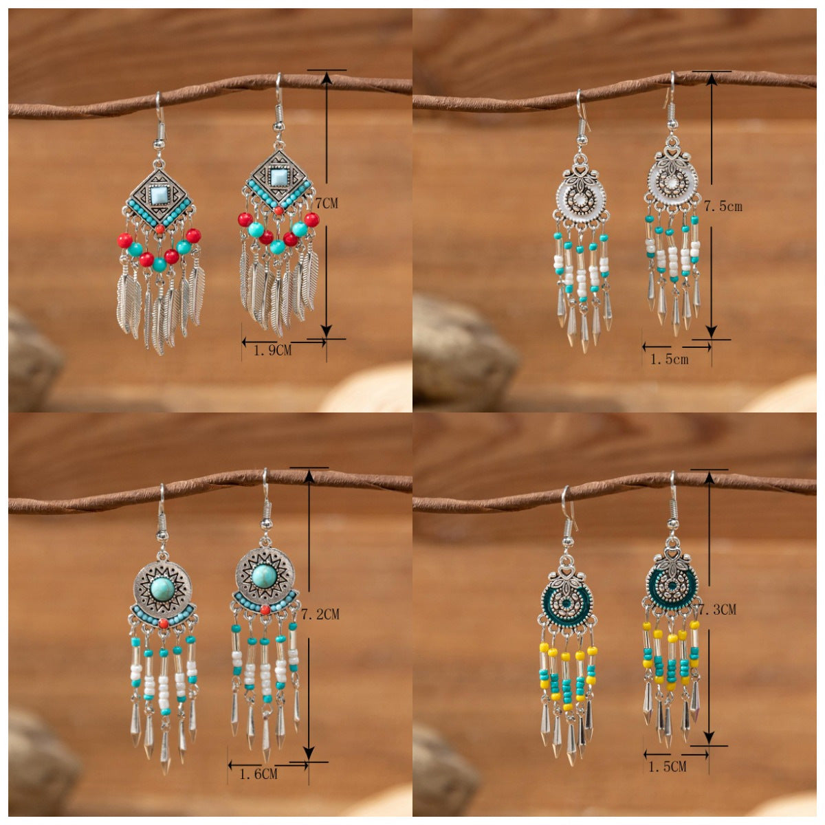 Wholesale Vintage Distinctive Feather Tassel Earrings