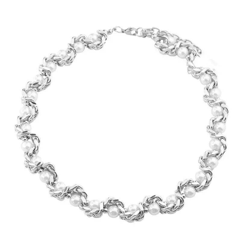 Wholesale Boutique Alloy Pearl Wrapped Choker Necklace Fashion Accessory For Women