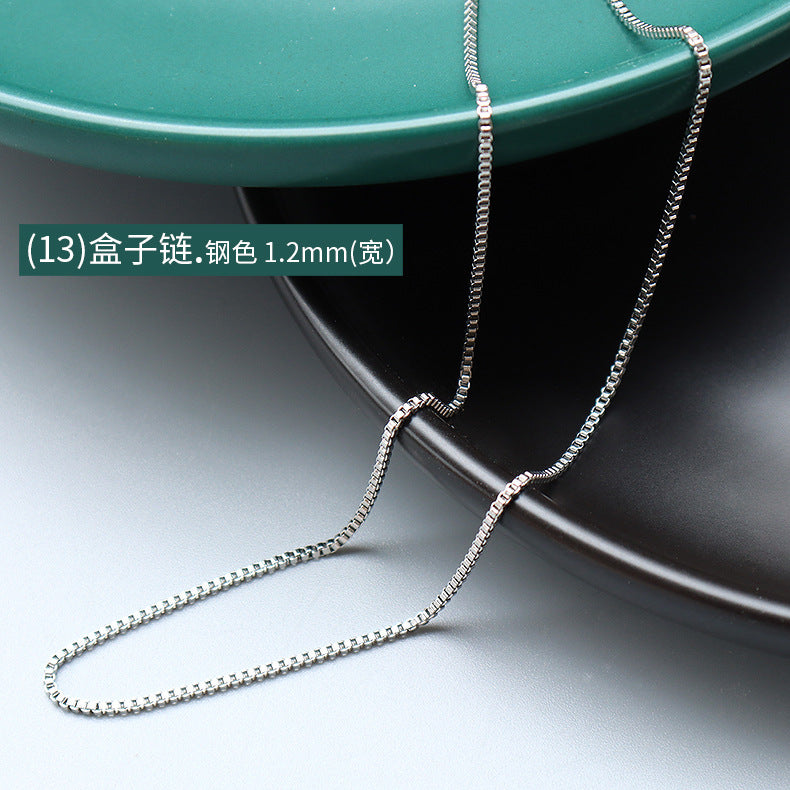 Wholesale 2pcs Cross Necklaces Snake Bone Chain Twist Chain Box Chain Titanium Steel 18K Gold Plated Clavicle Chain ACC-NE-MiLi002